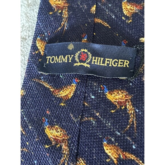 Vintage Tommy Hilfiger Two Tone Blue/Maroon Mens Neck Tie Made In USA Pheasants - Picture 10 of 16